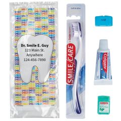 Custom SmileCare™ Adult Smile! Basic Colgate Zippered Bag Dental Kits