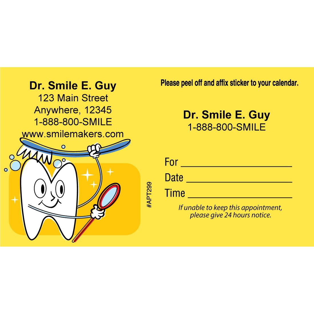 Custom Brushing Tooth Appointment Cards Appointment Cards From