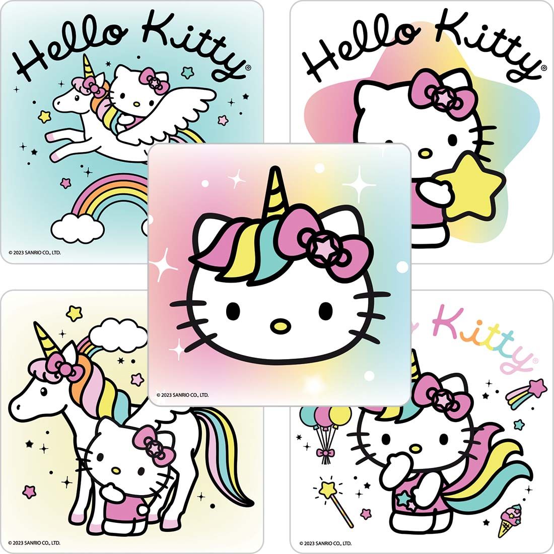 100ct Hello Kitty Rainbows & Unicorns Stickers